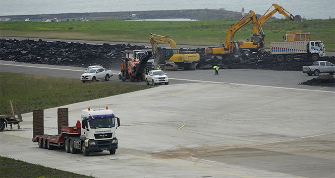 Onarıma alınan Trabzon Havalimanı pisti geri dönüşüme kazandırılacak