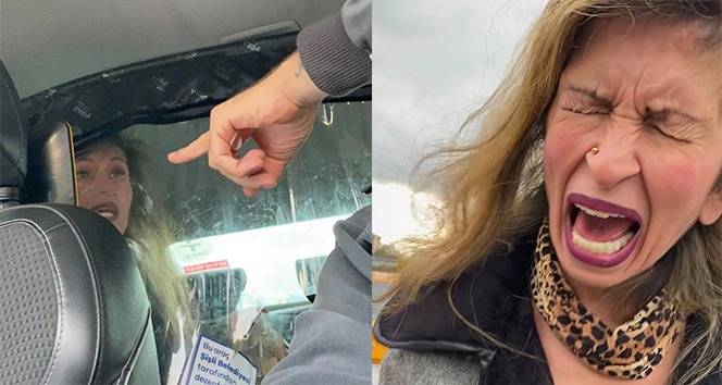 İstanbul’da alkollü kadının taksiciye zor anlar yaşattığı anlar kamerada