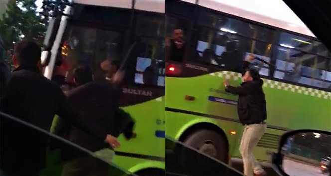 Tartıştığı halk otobüsü sürücüsüne copla saldırdı