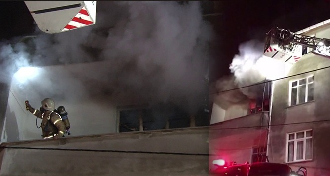 Ümraniye'de yangın çıkan evde mahsur kalan 8 kişiyi itfaiye kurtardı