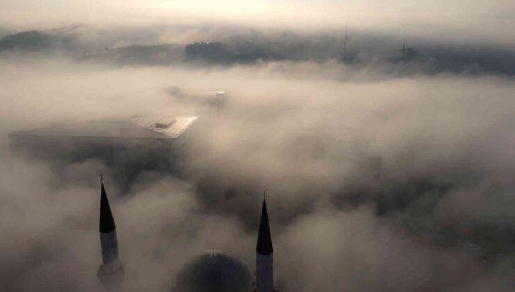 Sis bulutları altındaki Karabük Üniversitesi eşsiz görüntüler oluşturdu