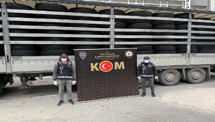 İzmir’de 2 milyon TL değerinde kaçak araç lastiği ele geçirildi
