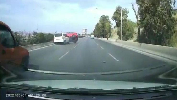 İzmir’de aracın çarptığı otomobil takla attı, o anlar kameraya yansıdı